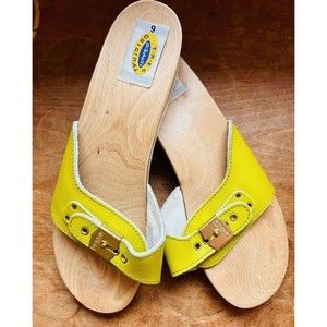 Dr Scholl's Sandal Original Exercise Italy Wood Chartreuse Green Lime Women 9